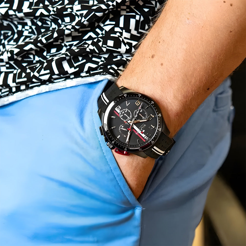 TOMMY HILFIGER ANALOGUE BLACK SILICON STRAP MEN'S WATCH TH1792168