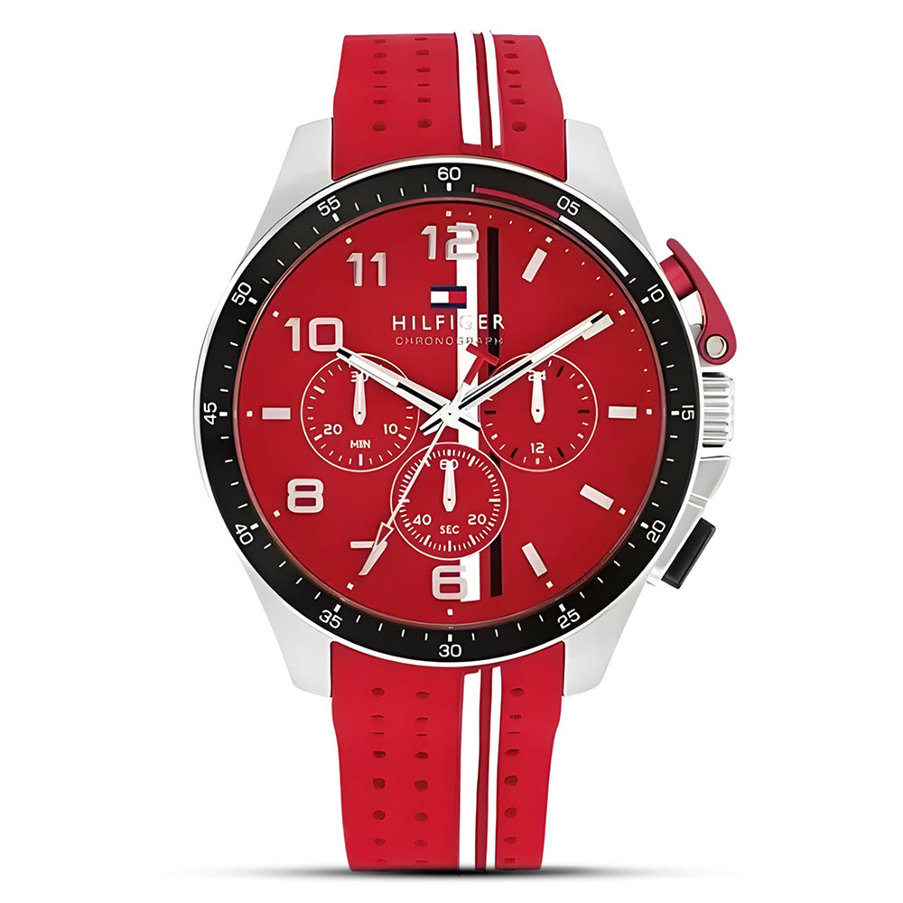 TOMMY HILFIGER ANALOGUE RED SILICON STRAP MEN'S WATCH TH1792170