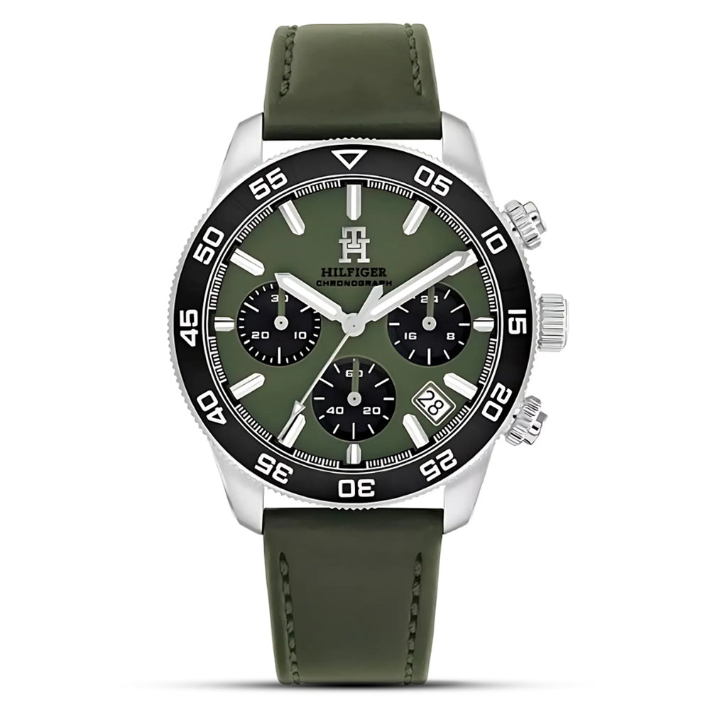 Tommy Hilfiger Green Leather Strap Men's Watch | TH1792188