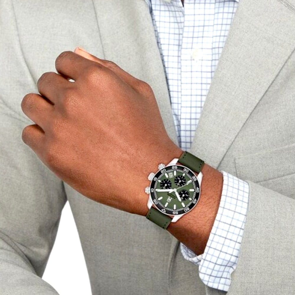 Tommy Hilfiger Green Leather Strap Men's Watch | TH1792188