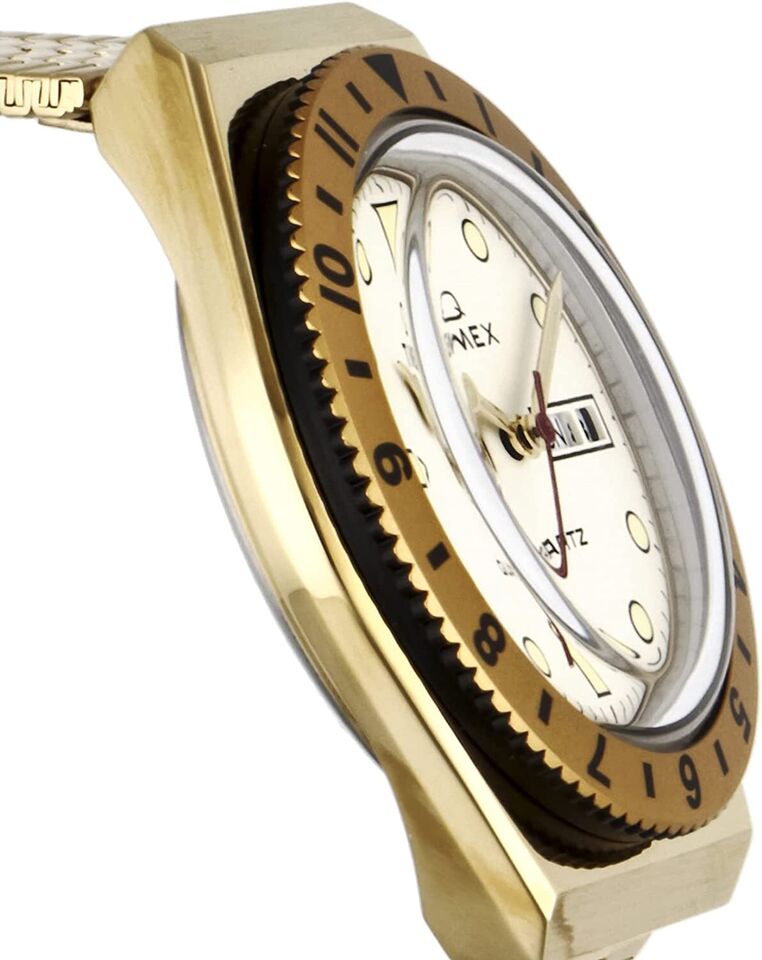 Timex Q Reissue Gold Tone White Dial Watch For Men TW2V18700