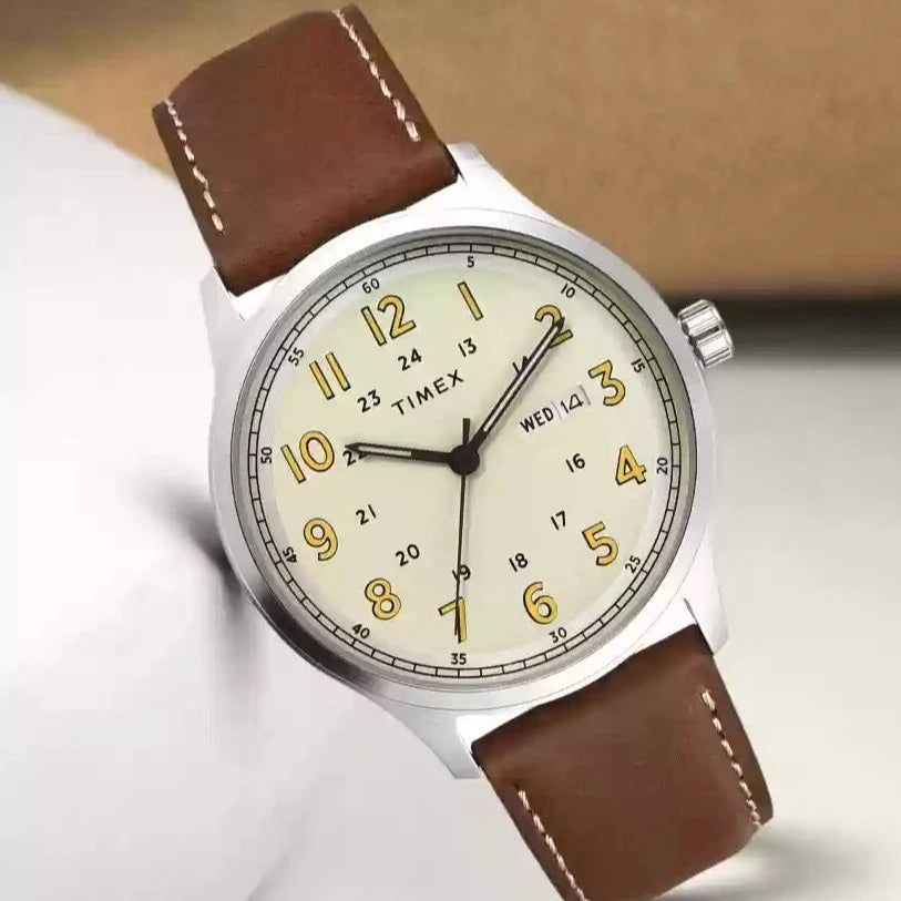 Timex Analogue Beige Dial Brown Strap Men's Watch| TWTG65SMU13