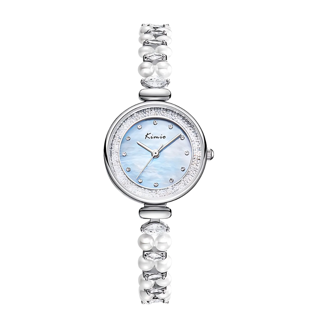 Kimio Diamond Blue Dial Silver Tone Strap Ladies Watch | K6633S-XZ1WWB