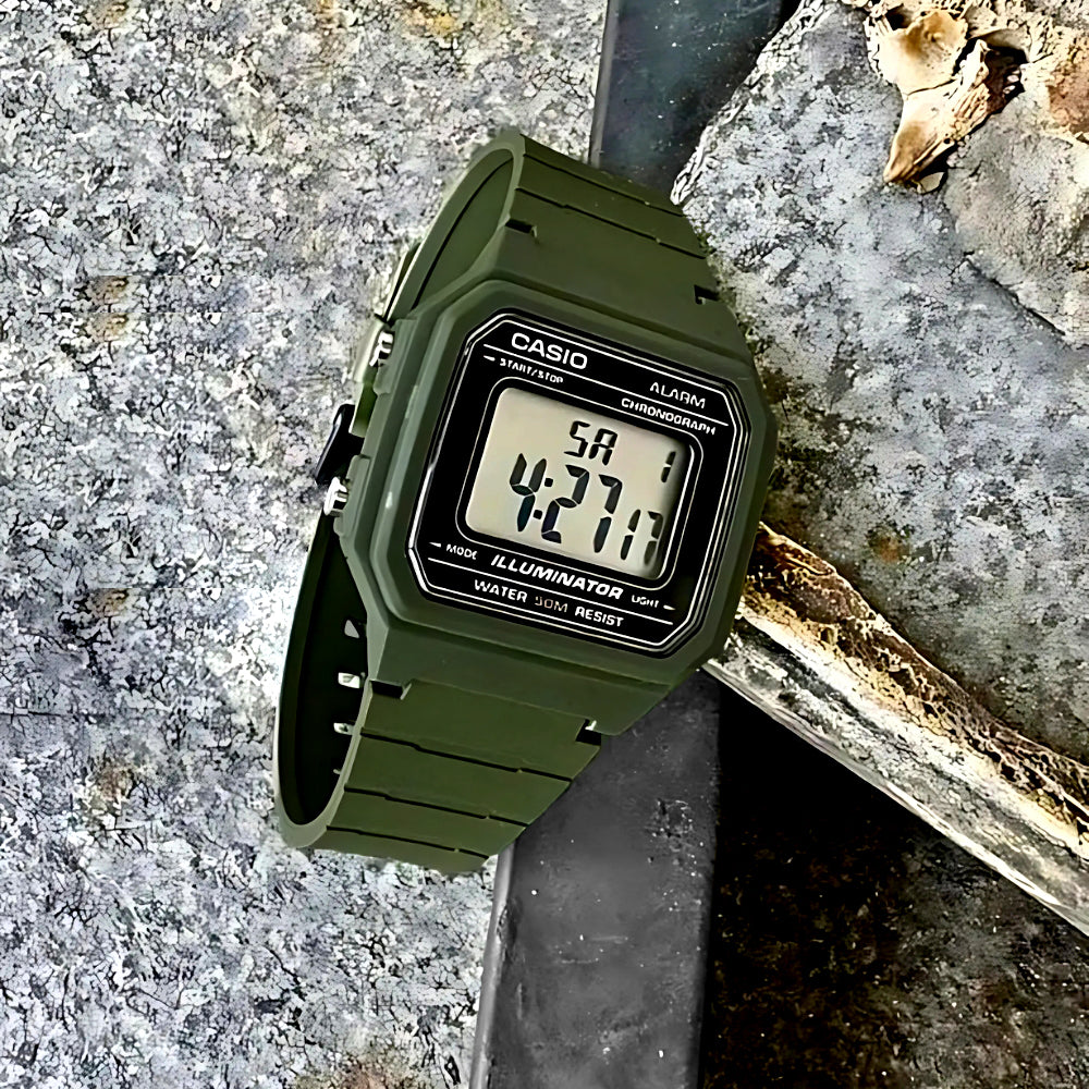 Casio Youth Digital Green Strap Men's Watch | W-217H-3AVDF