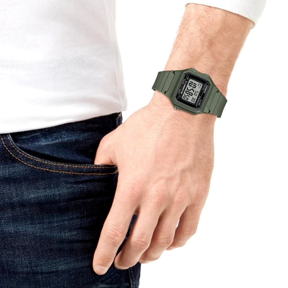 Casio Youth Digital Green Strap Men's Watch | W-217H-3AVDF
