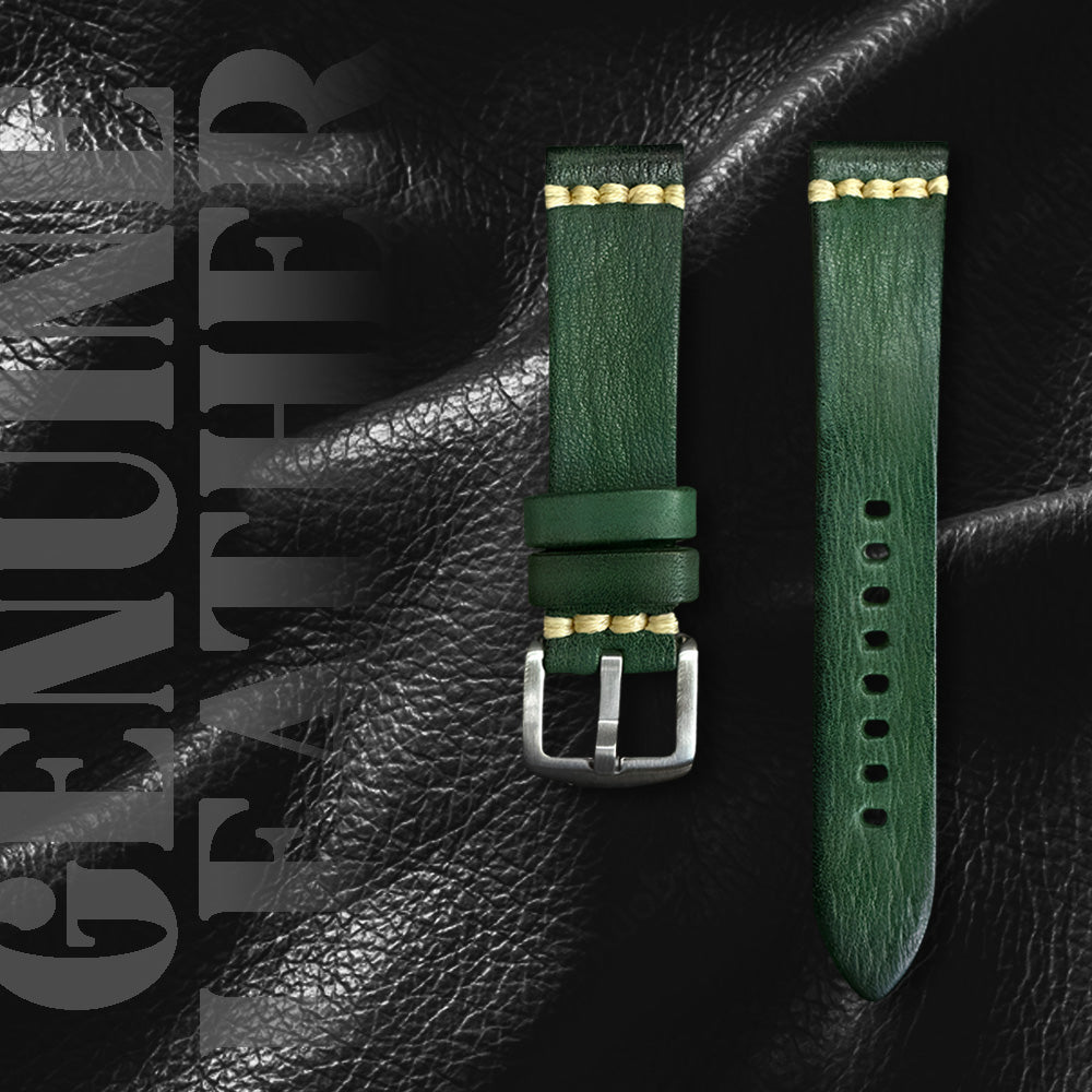 Cavern 20mm Coconut Texture Green Leather Strap