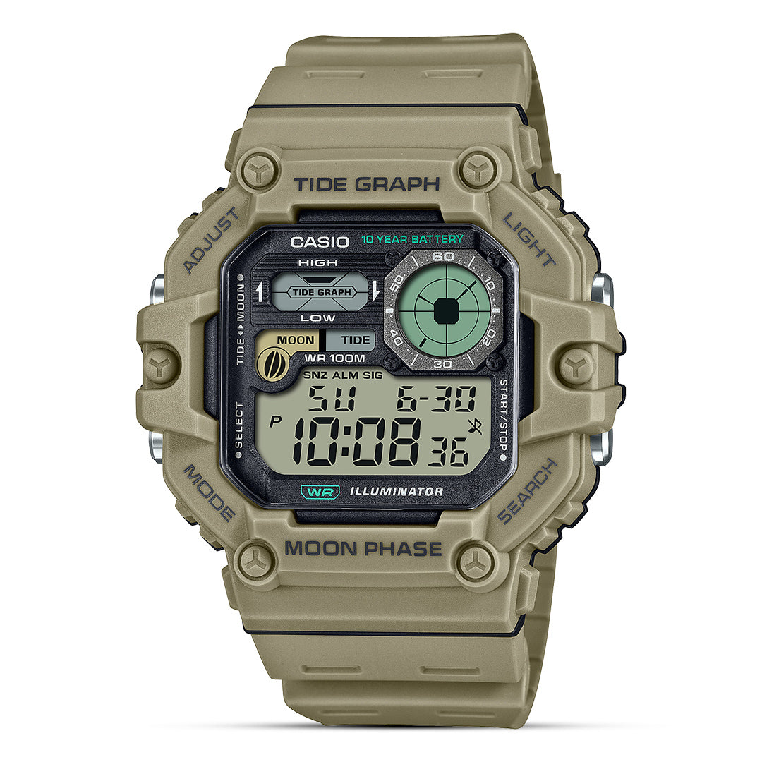 Casio Digital Black Dial Off-White Resin Band Watch | WS-1700H-5AVDF