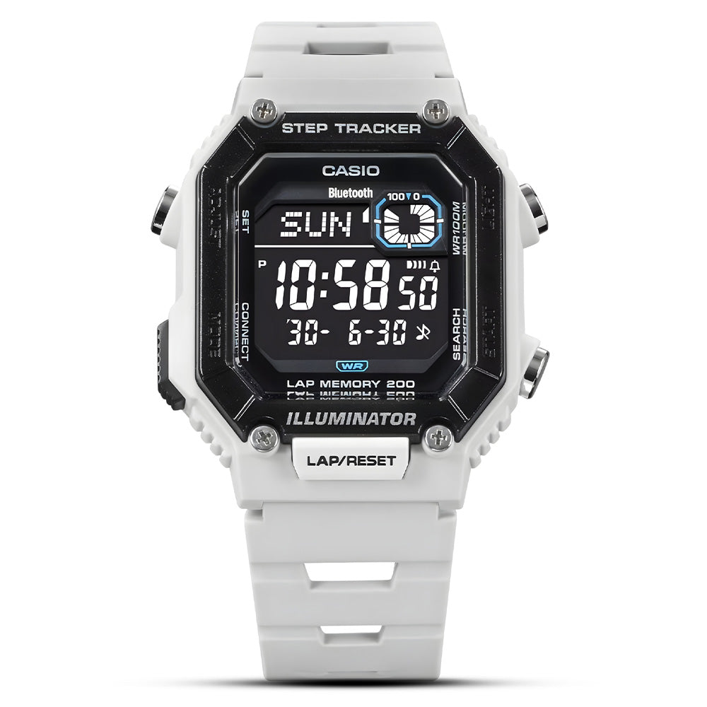 Casio Digital Bluetooth Black Dial White Strap Men's Watch WS-B1000-8BVDF