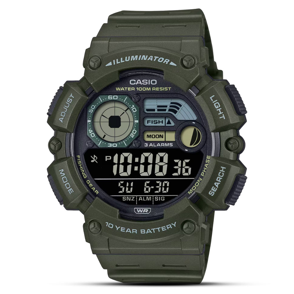 CASIO Youth Digital WS-1500H-3BVDF| Army Green Men’s Watch