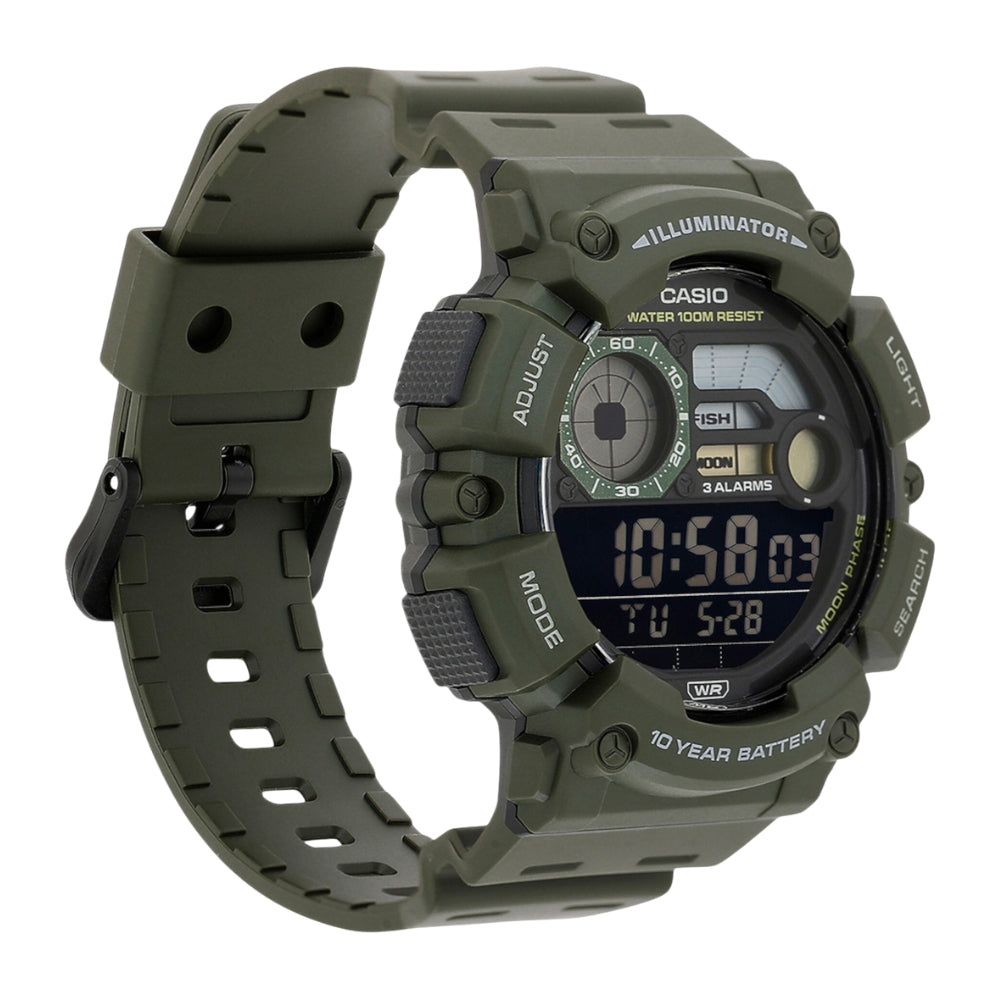 CASIO Youth Digital WS-1500H-3BVDF| Army Green Men’s Watch