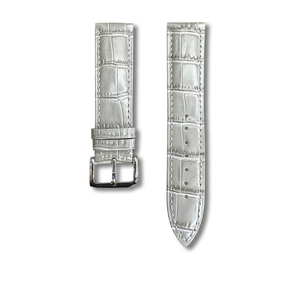 Cavern 22mm Grey Crocodile Textured Genuine Leather Strap