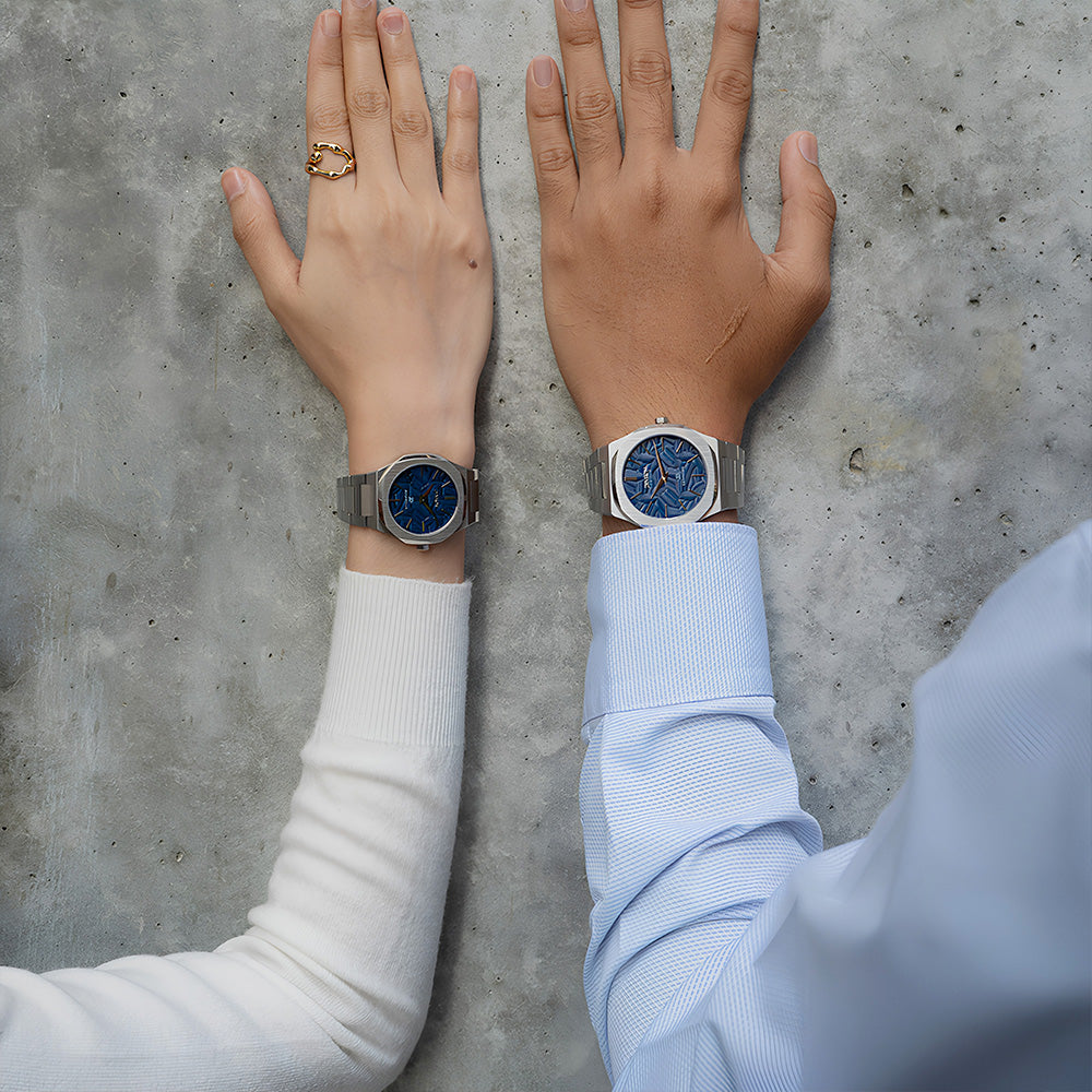 Zeyron Blue Dial Couple Watch | ZOF 2505/ZR 2565