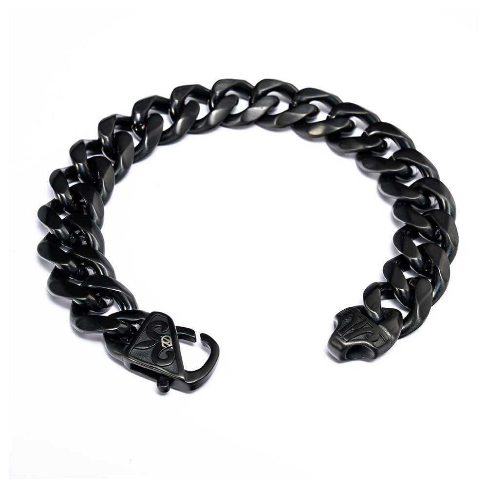 Zeyron Black Cuban Curb Stainless Steel Chain Bracelet