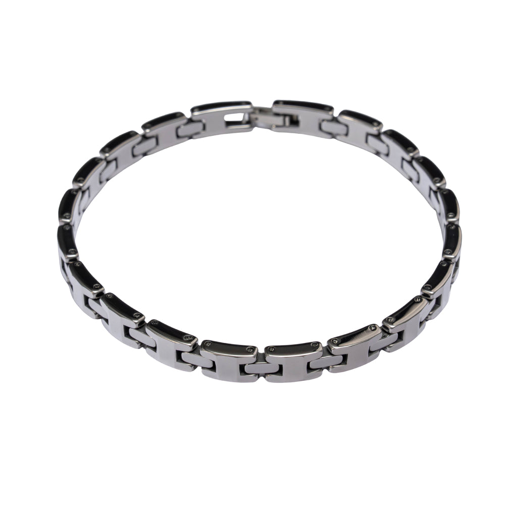 Zeyron Solid Silver-Tone Tungsten Carbide Bracelet