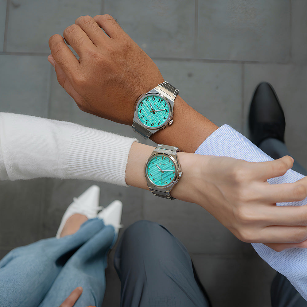 Zeyron Eastern Numeral AQUA Couple Watch | Zof 2510 / ZR 2563