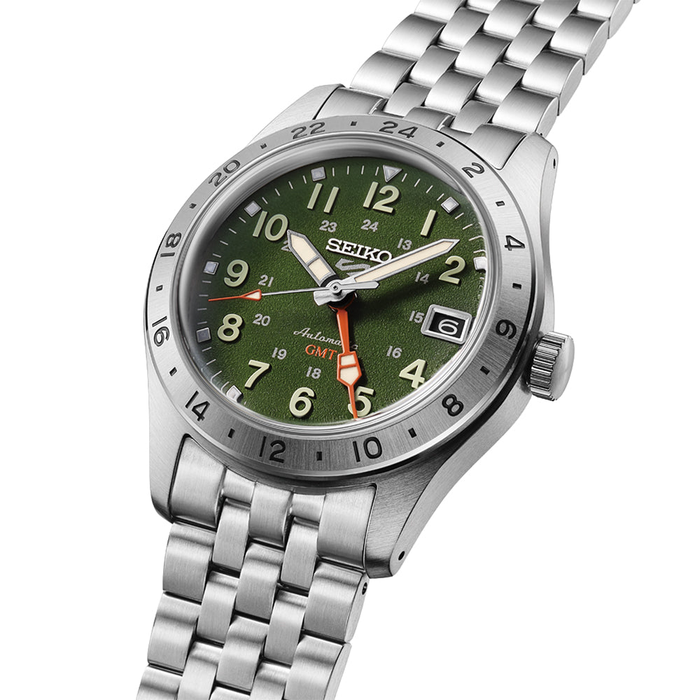 Seiko 5 GMT "Field Series" Automatic Green Dial Watch HDB001K1