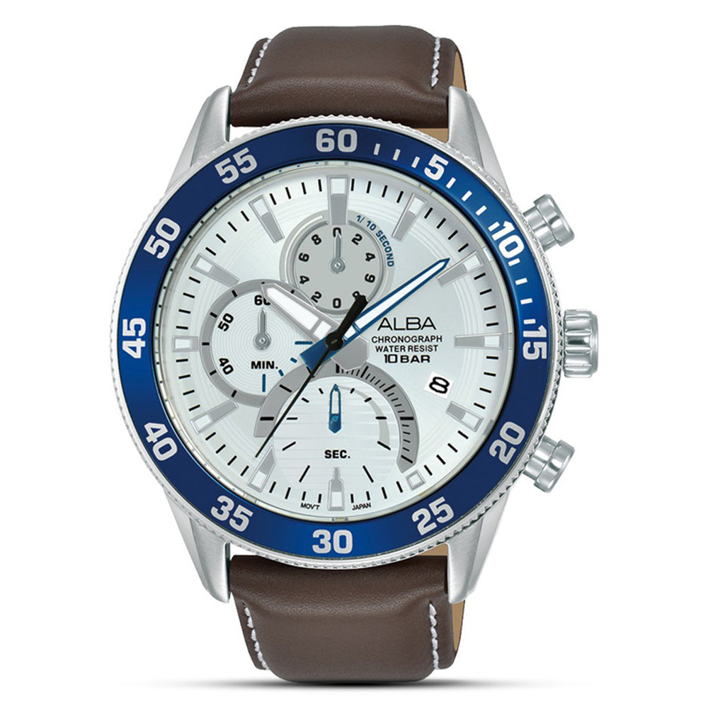 Alba Cream Dial Leather Strap Men's Watch | AM3901X