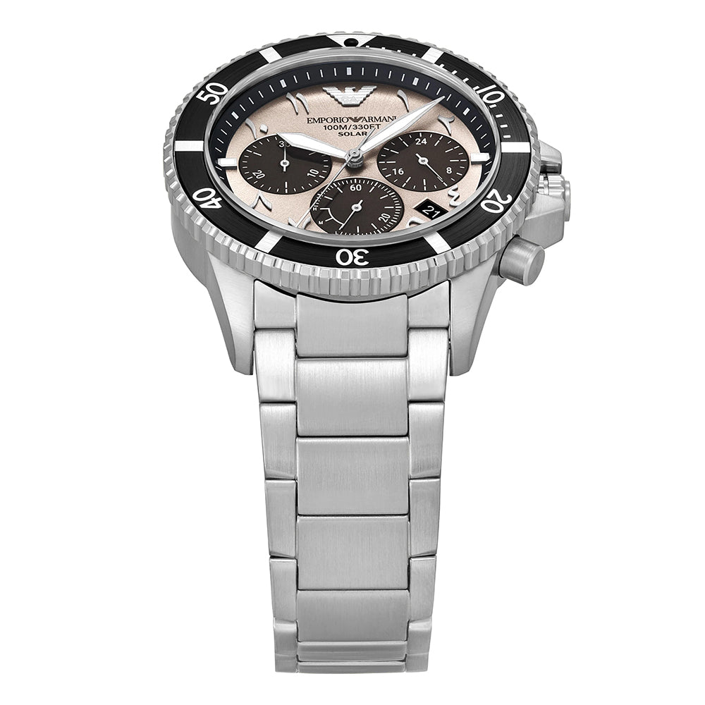 Emporio Armani World Explorer Solar Chronograph Champagne Dial Watch | AR11722