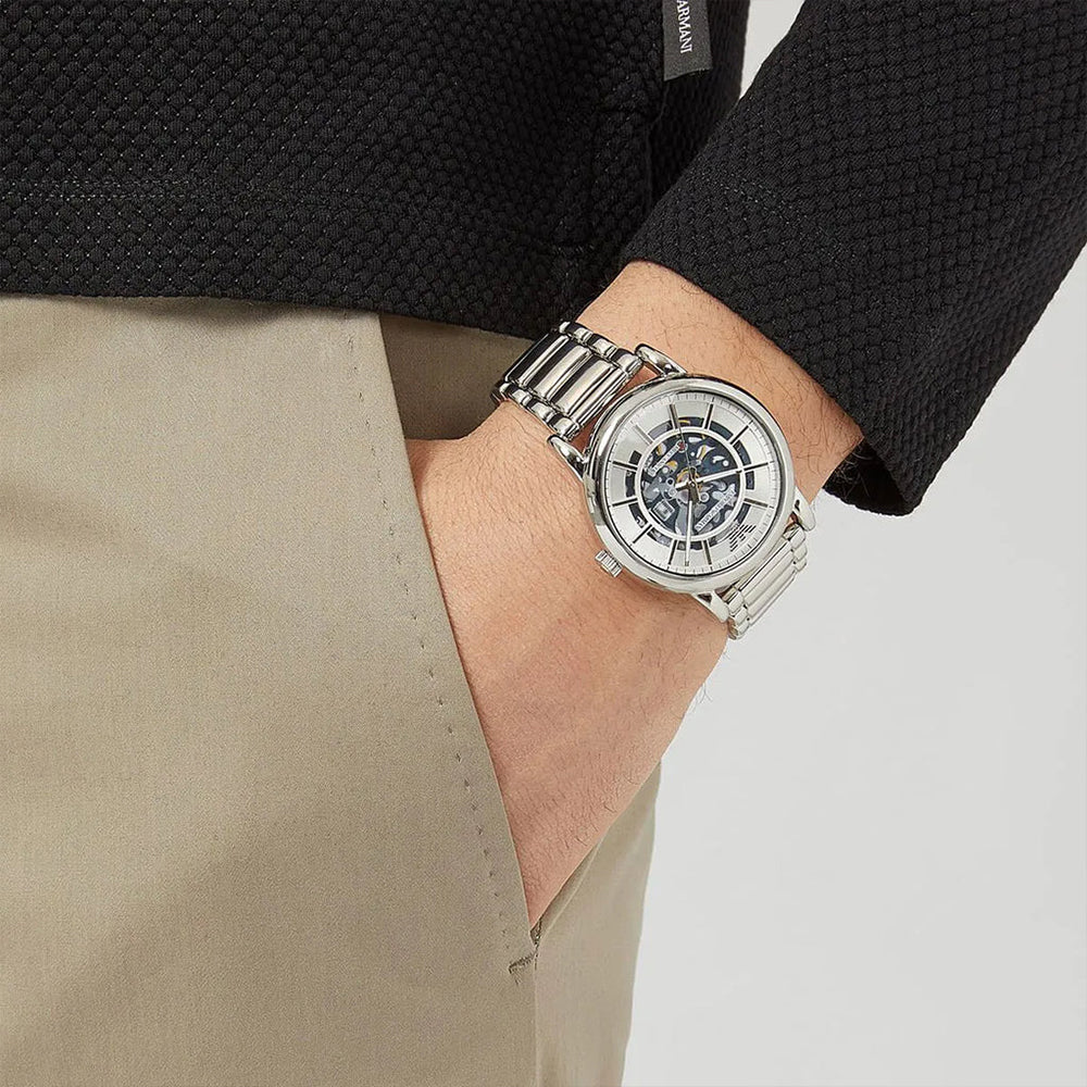Emporio Armani Luigi Mechanical Skeleton Dial Men's Watch | AR60006