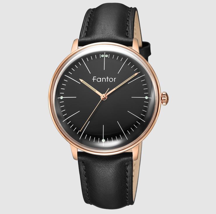 Fantor Minimalist Black Leather Men's Watch | WF1001G05