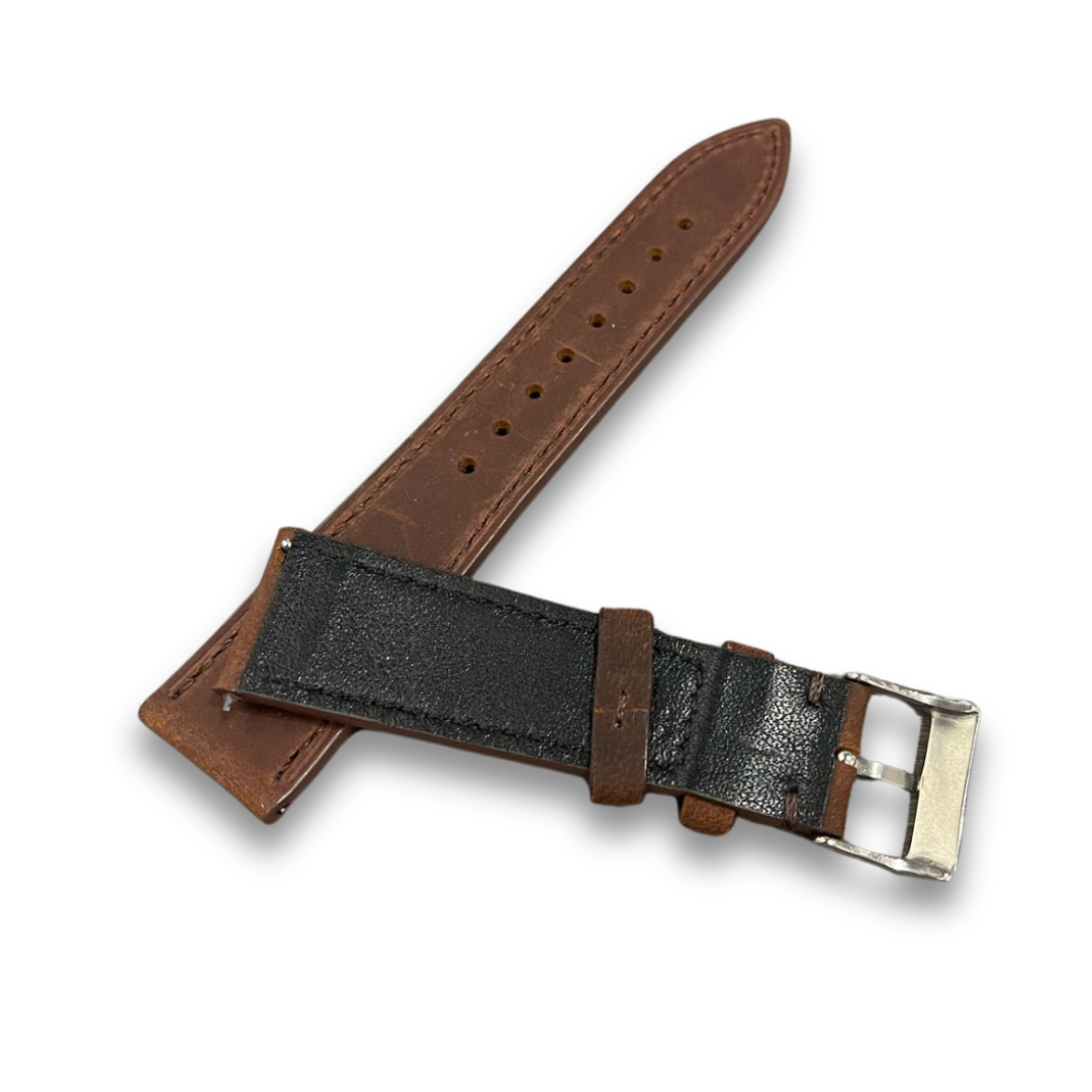 Watches Band Plain Dark Brown Leather Strap | 22MM