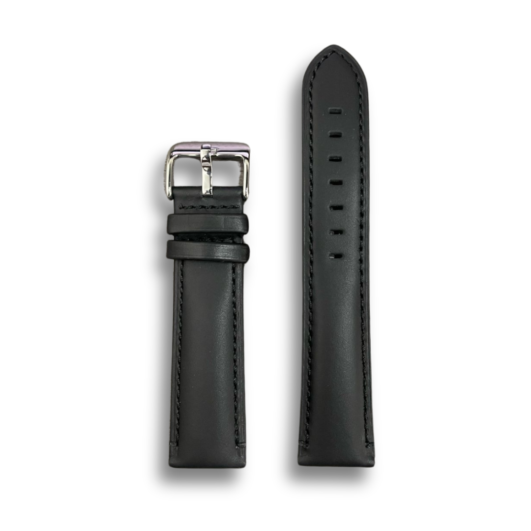 PEYTON ROUS 22MM Plain Black Leather Strap| Time Access