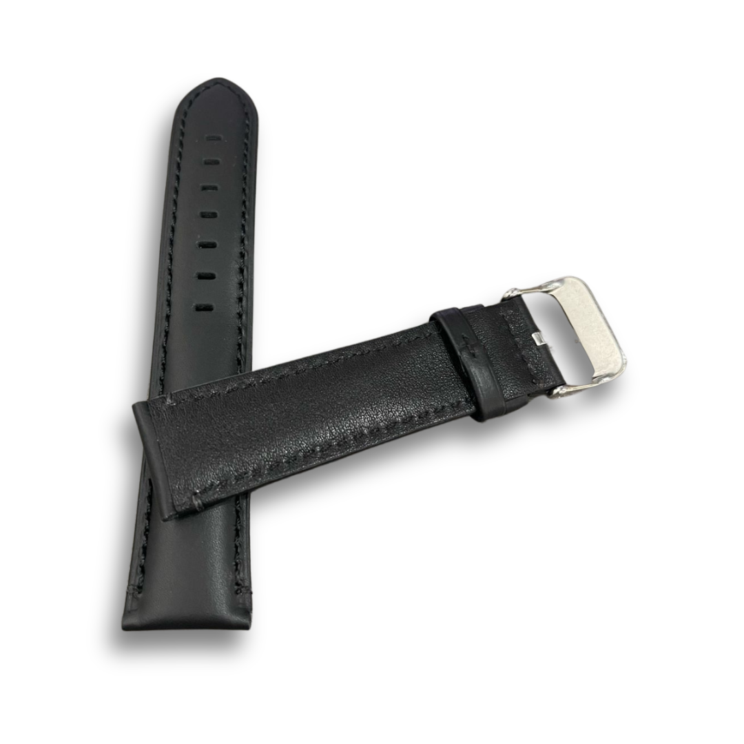 PEYTON ROUS 22MM Plain Black Leather Strap| Time Access