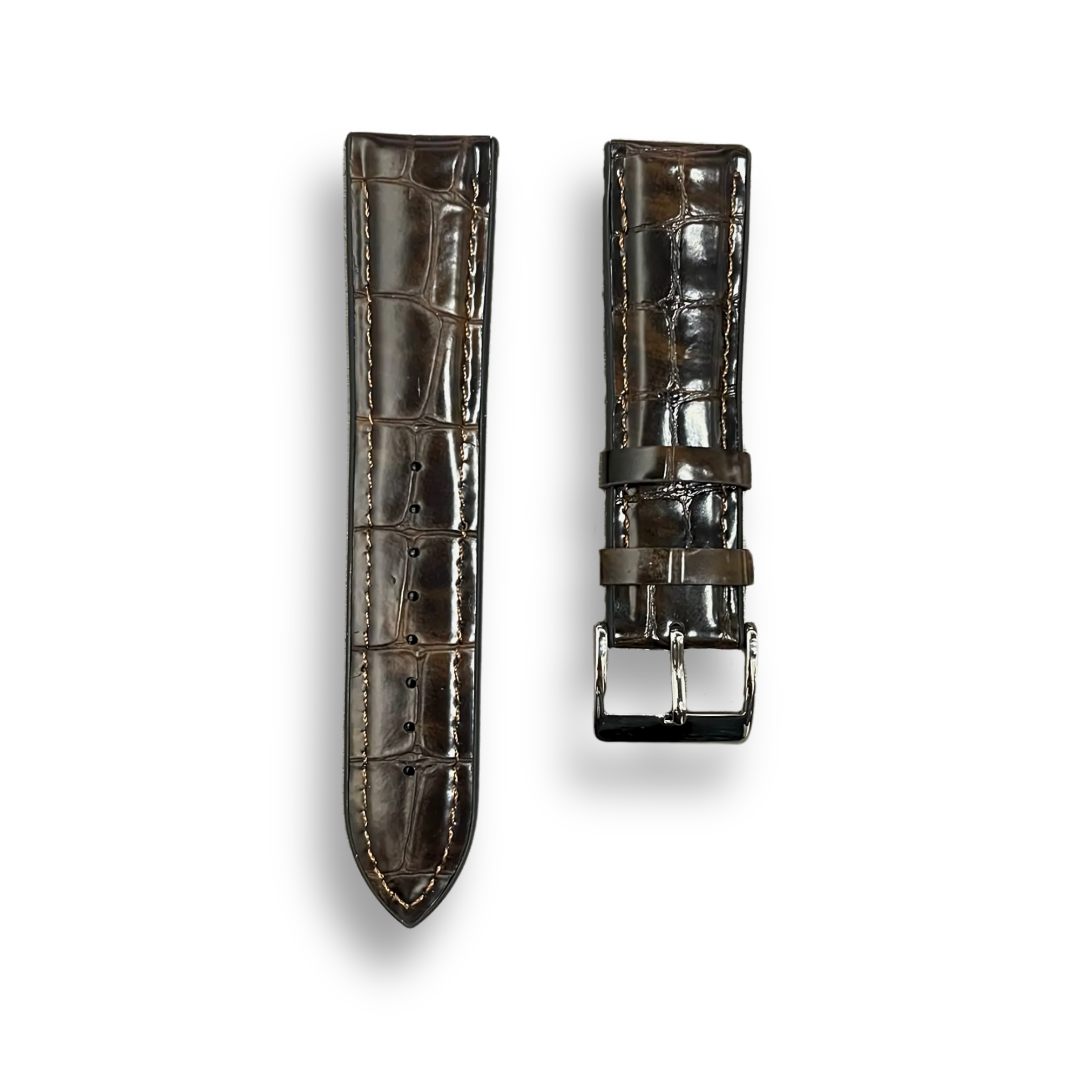 CAVERN 22MM Brown Crocodile Leather-Silicon Strap| Time Access