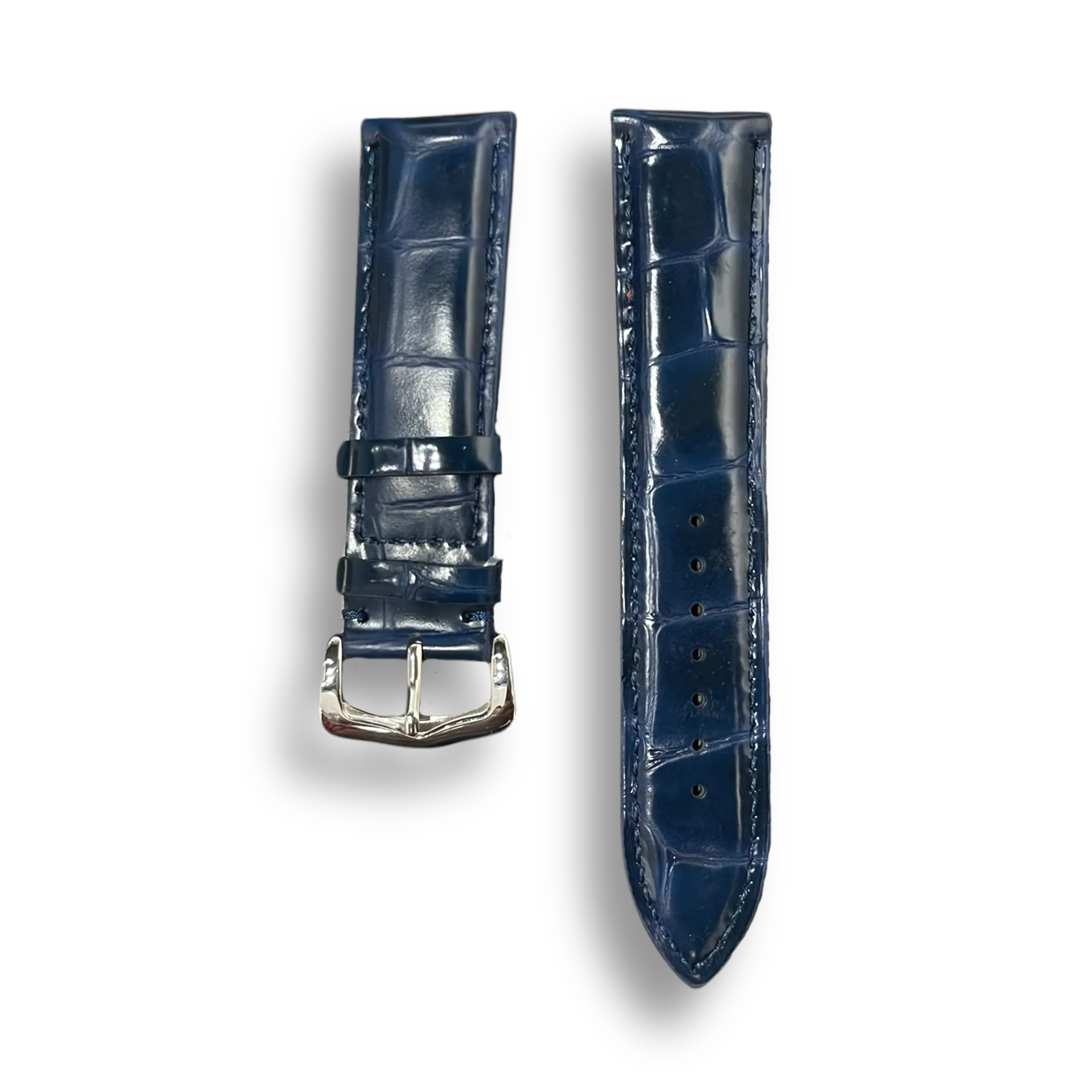 Cavern Crocodile Textured Blue Leather Watch Strap | 20MM