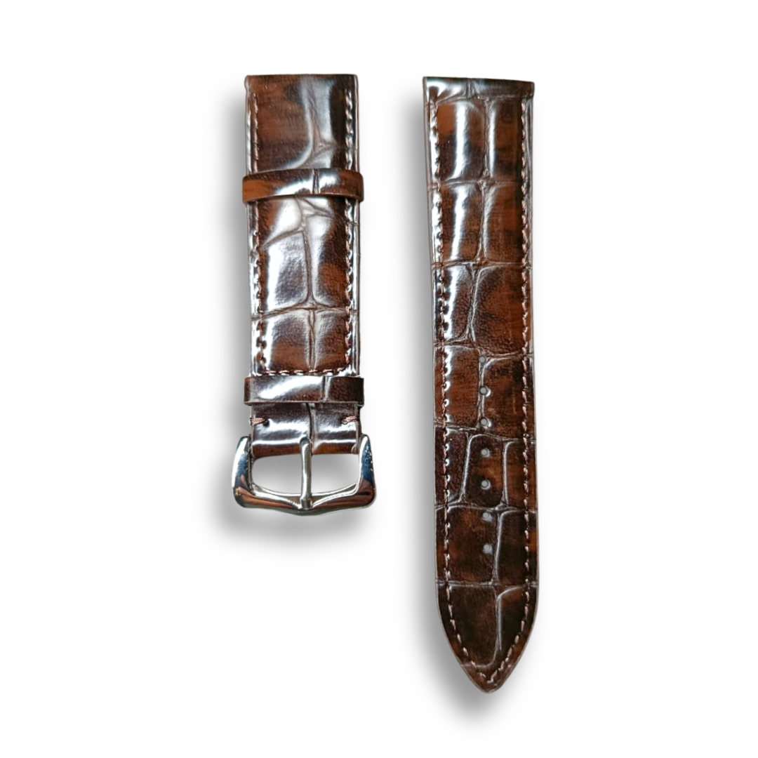 Cavern Crocodile Textured Dark Brown Leather Watch Strap | 22MM