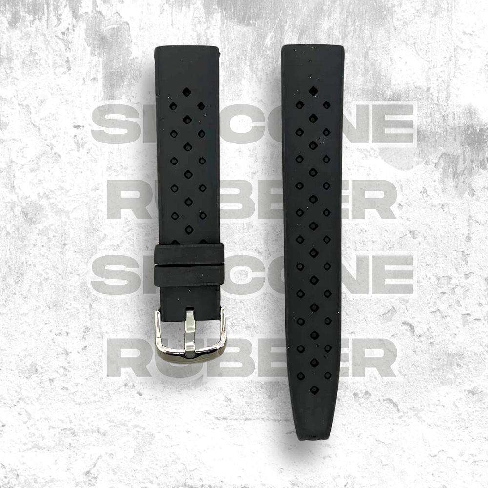 Cavern Black Textured Silicon Watch Strap | 20MM