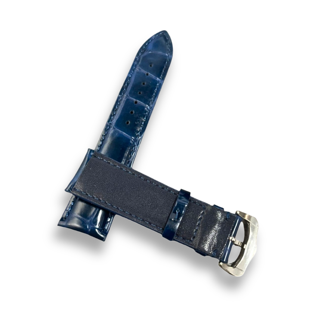 Cavern Crocodile Textured Blue Leather Watch Strap | 20MM