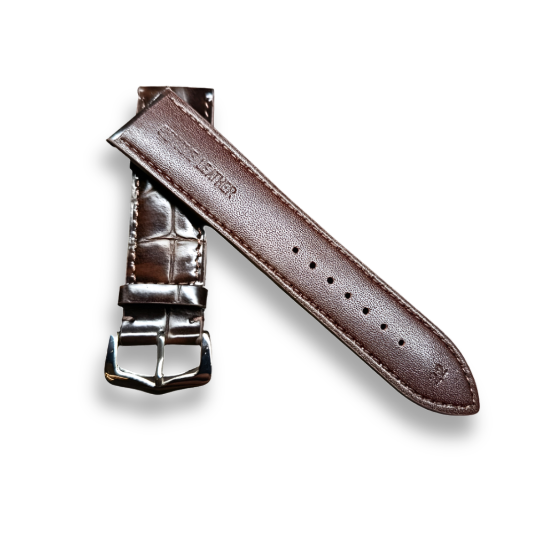 Cavern Crocodile Textured Dark Brown Leather Watch Strap | 22MM