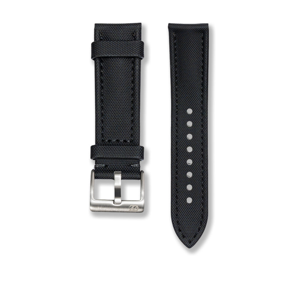 Zeyron 22mm Premium Black Sailcloth Watch Strap