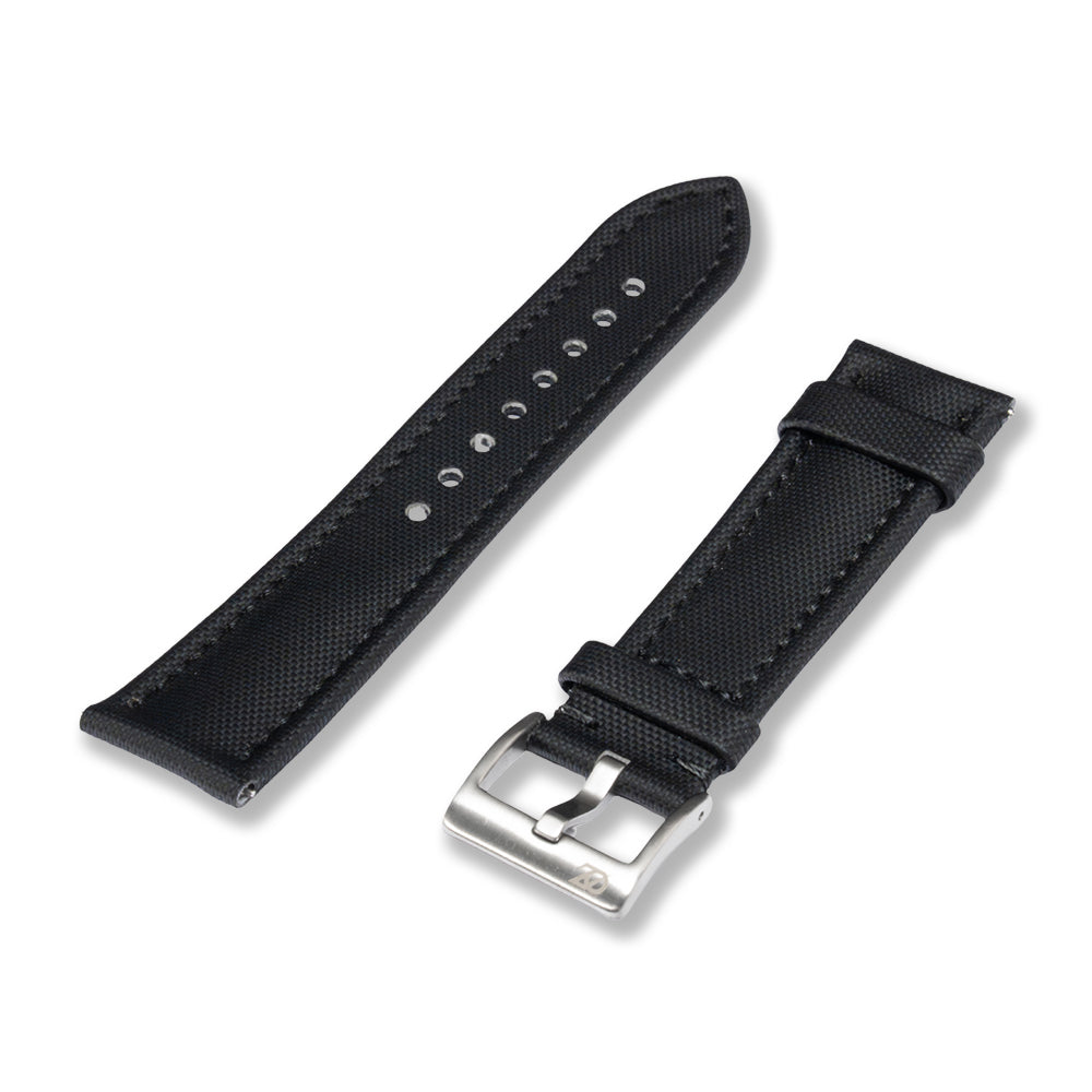 Zeyron 22mm Premium Black Sailcloth Watch Strap