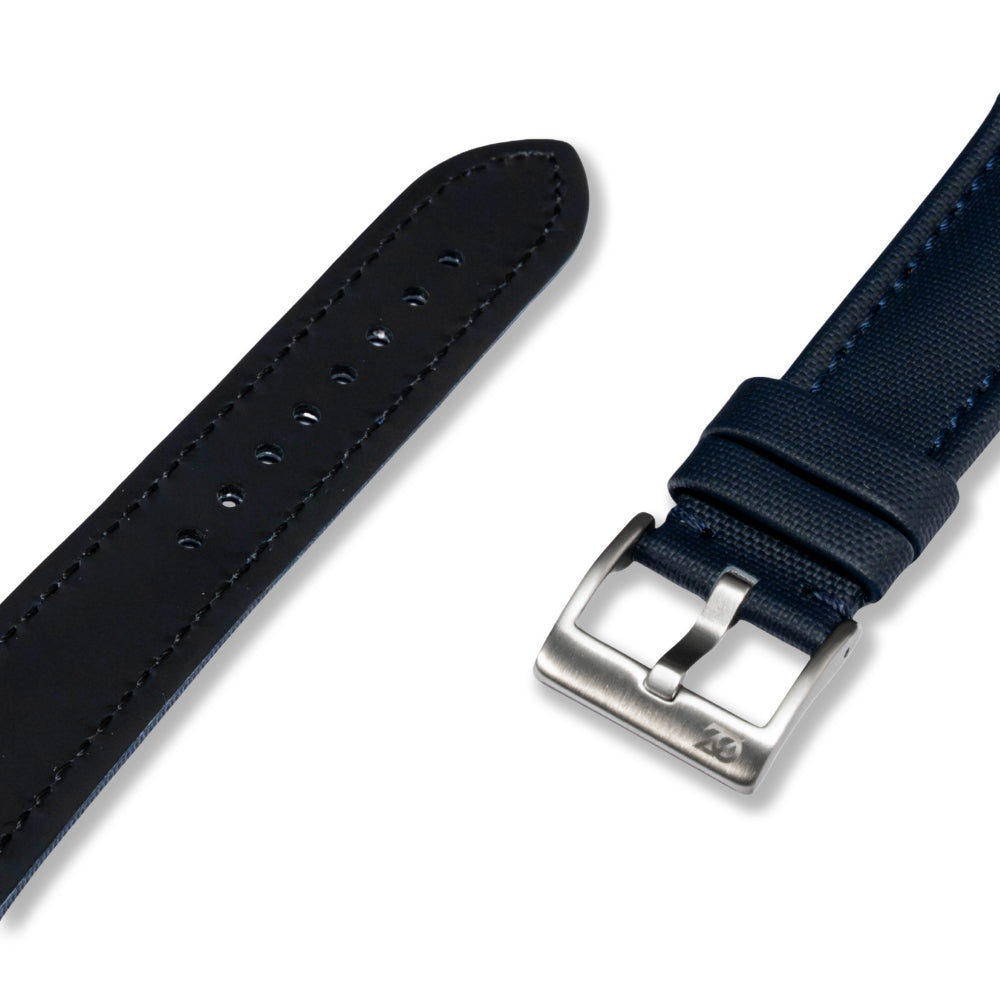 Zeyron 22mm Premium Navy Blue Sailcloth Watch Strap