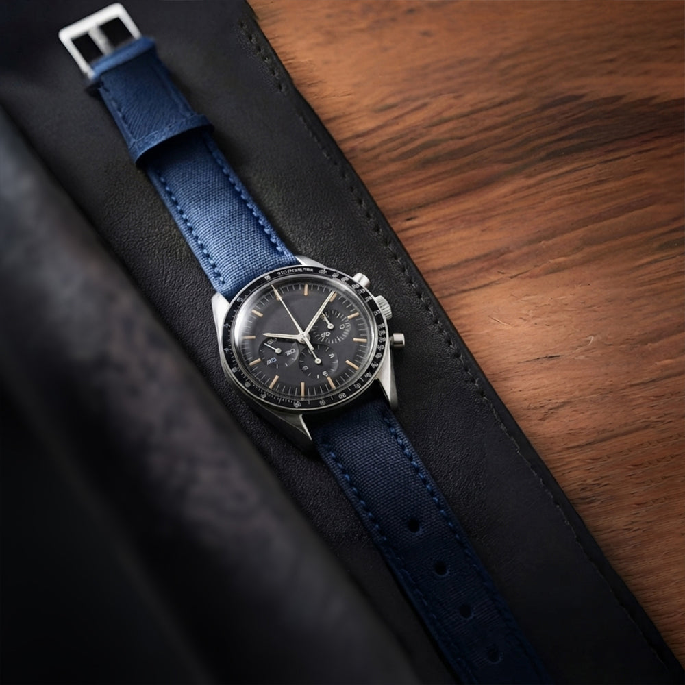 Zeyron 22mm Premium Navy Blue Sailcloth Watch Strap