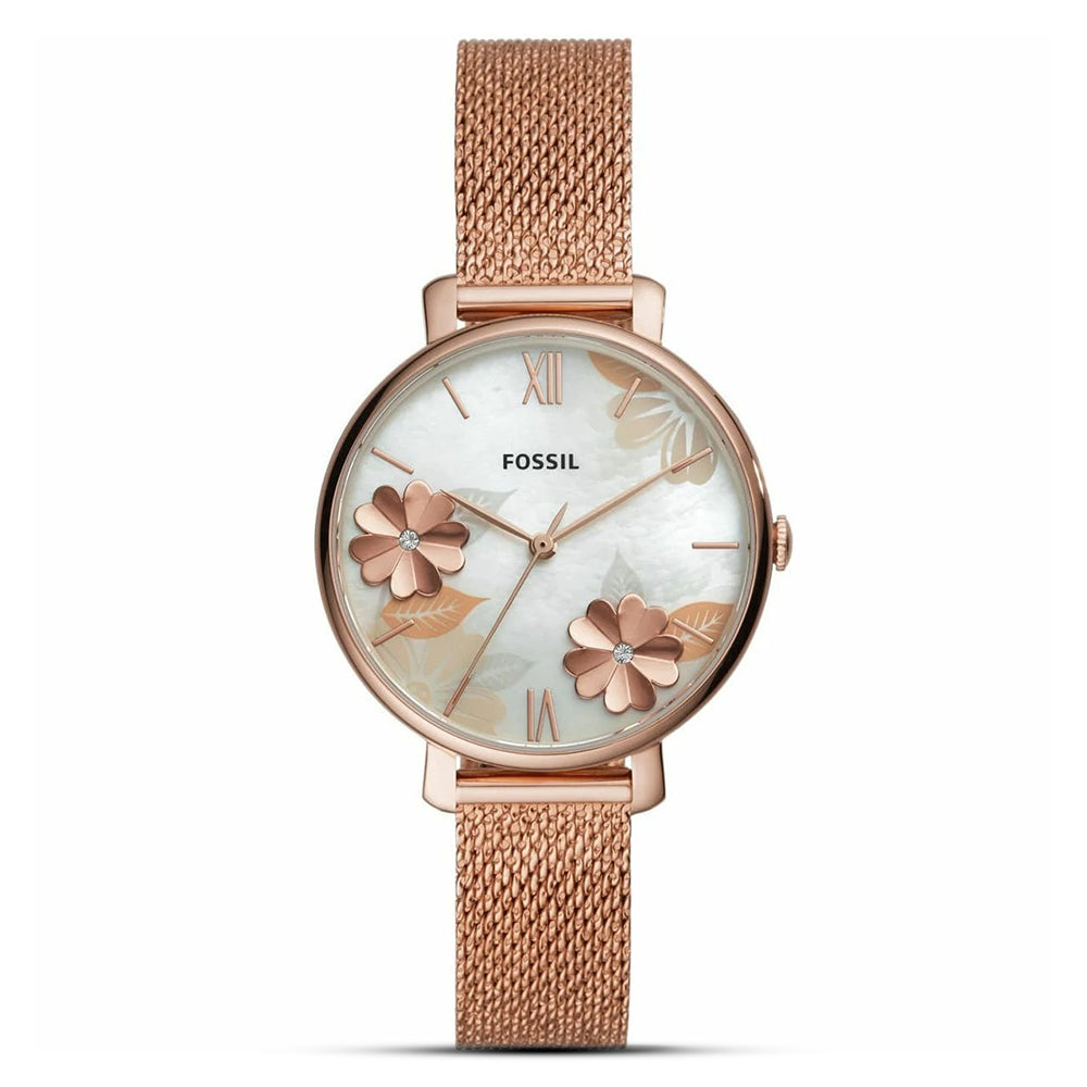 Fossil Jacqueline Slim White Floral Dial Ladies Watch | ES4534