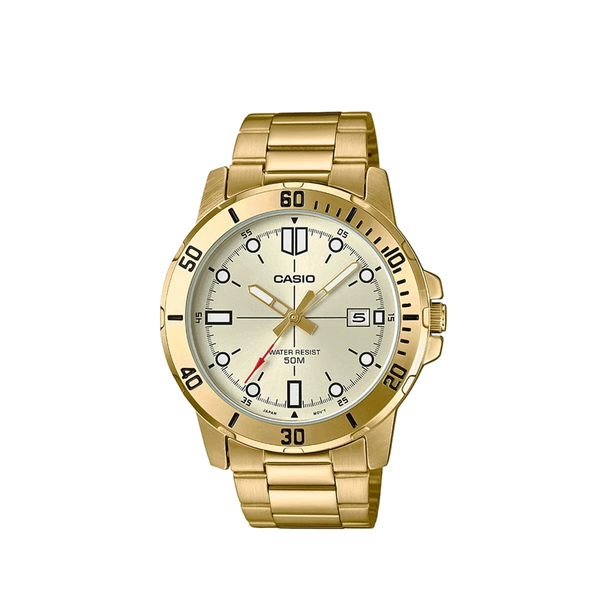 Casio Enticer Gold Tone White Dial Men's Watch| MTP-VD01G-9EVUDF