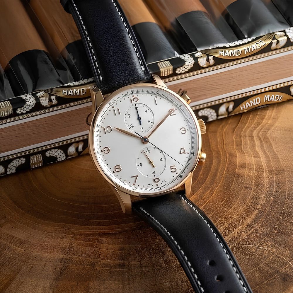 Cavern Premium 22mm Plain Black Leather Strap V2