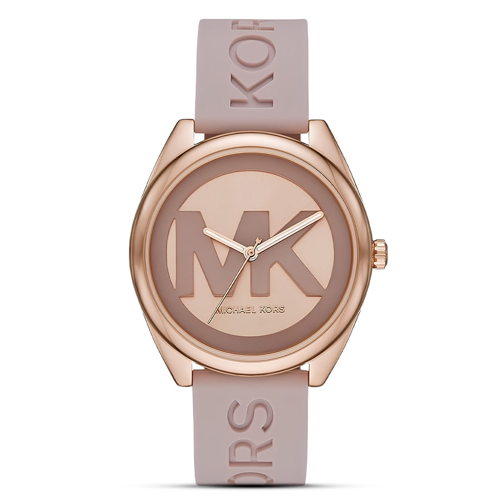 Michael Kors Janelle Rose Gold Dial Pink Silicon Strap Ladies Watch | MK7139