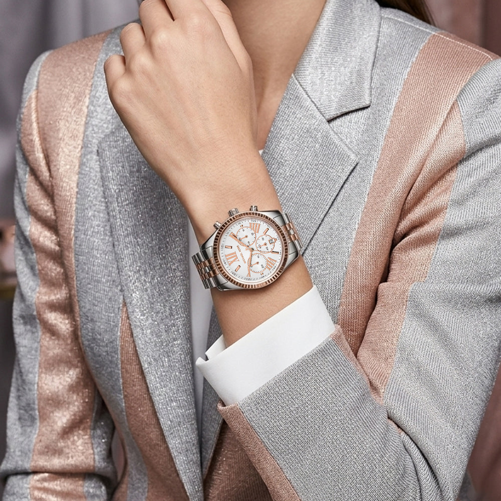 Michael Kors Lexington Two Tone White Dial Women's Watch | MK4985