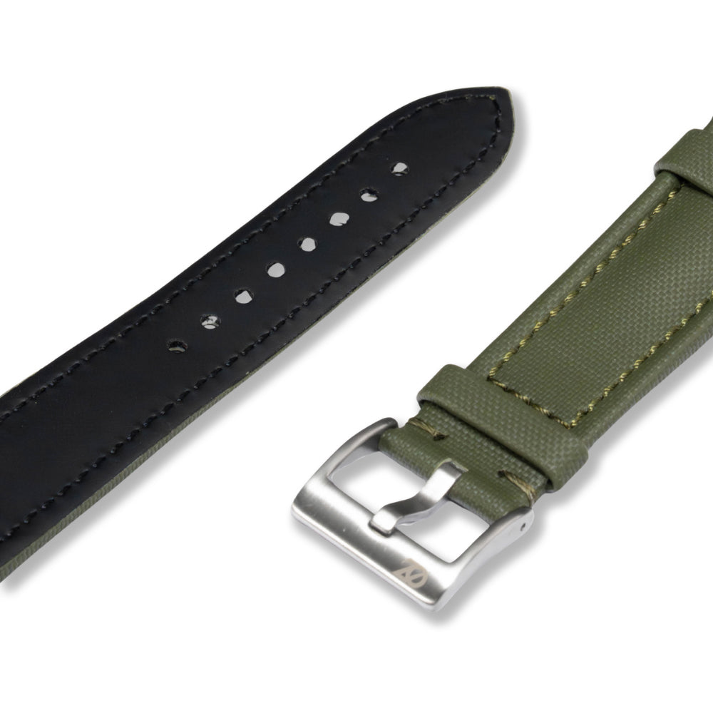 Zeyron 22mm Premium Army Green Sailcloth Watch Strap