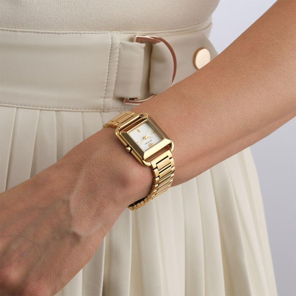 Tory Burch Kira Ivory Dial Gold Tone Ladies Watch TBW6020