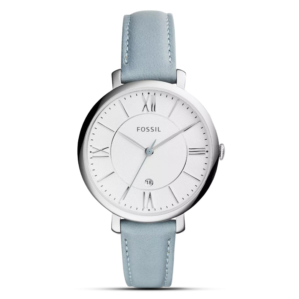 Fossil Jacqueline White Dial Leather Strap Ladies Watch ES3821