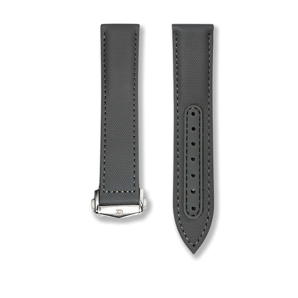 Zeyron 22mm Premium Grey Sailcloth Butterfly Clasp Strap