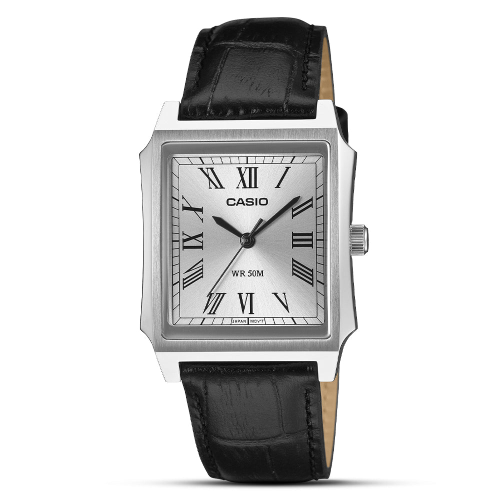 CASIO RECTANGLE SILVER DIAL MEN'S WATCH MTP-B190L-7BVDF