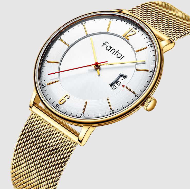 Fantor Golden Mesh Steel Quartz Men's watch| WF1024G04