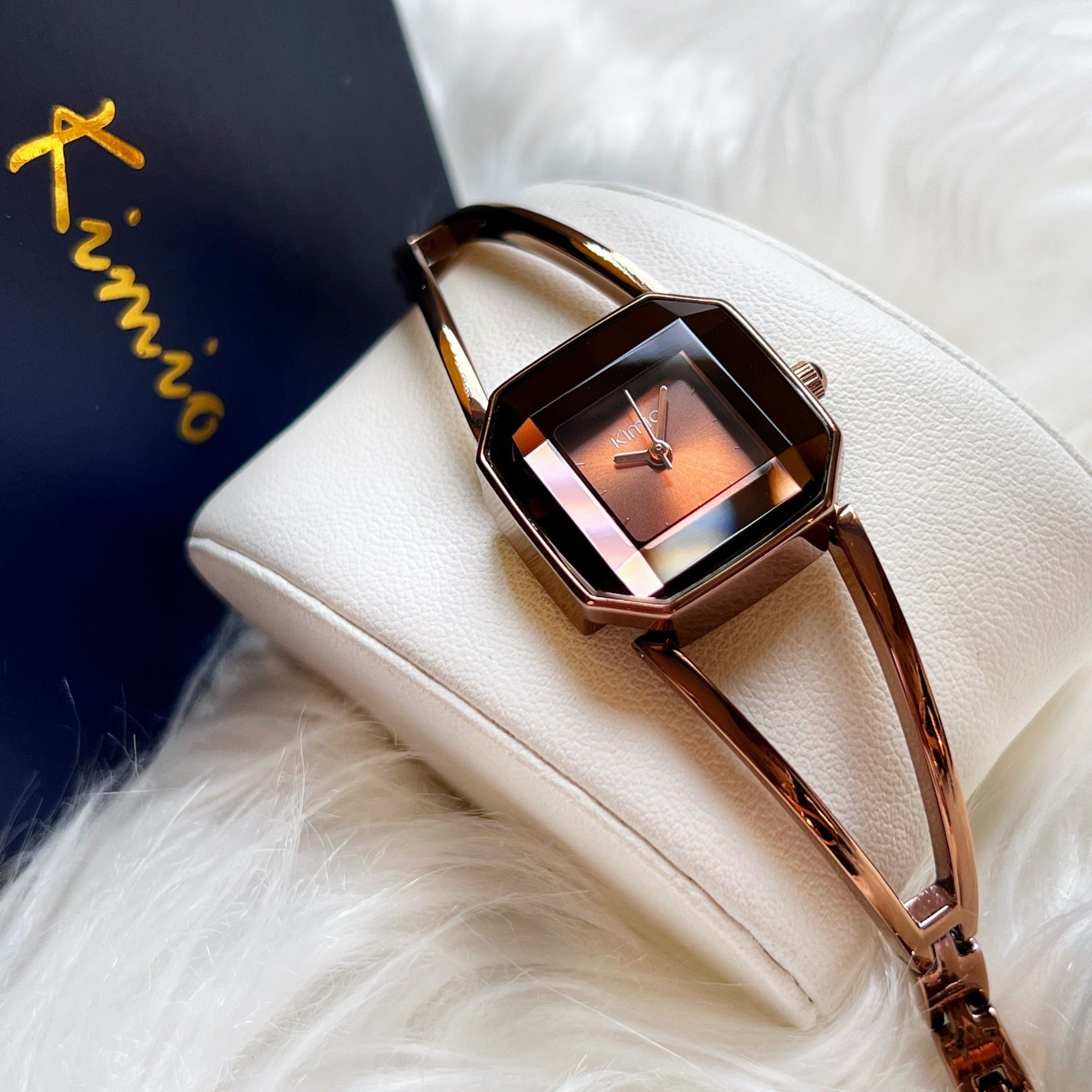 KIMIO Hollow Square Brown Dial Ladies Watch | K463L-C07
