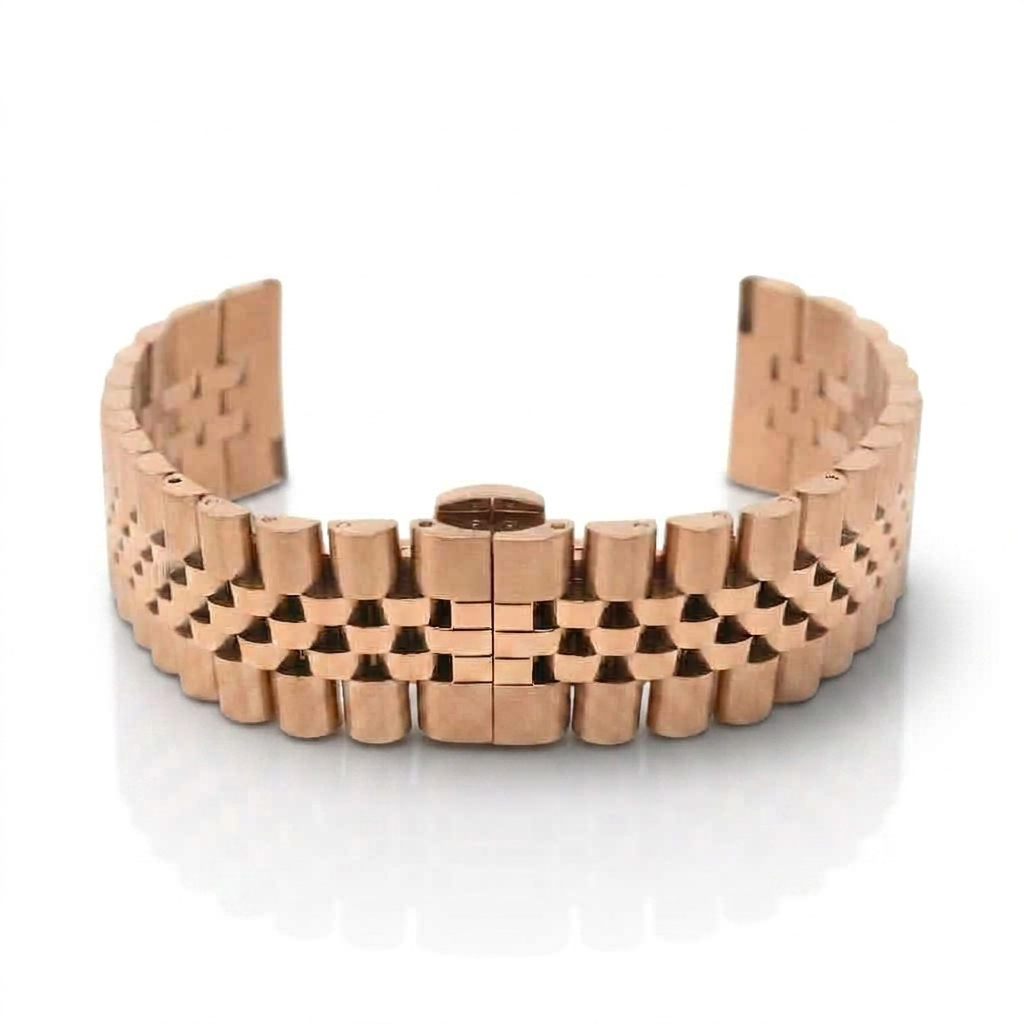 Cavern Rose Gold Tone 22mm Curved Jubilee Watch Bracelet